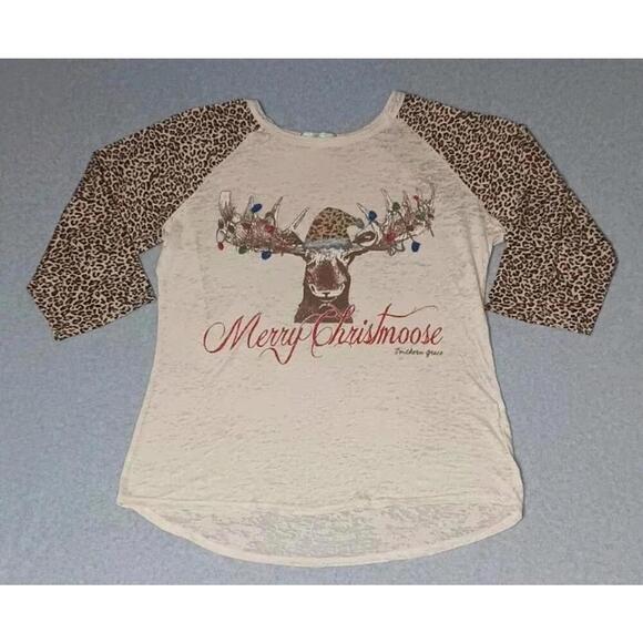 Southern Grace Tops - Southern Grace Quarter Sleeve Shirt Womens Size 2XL Leopard Print "Merry...